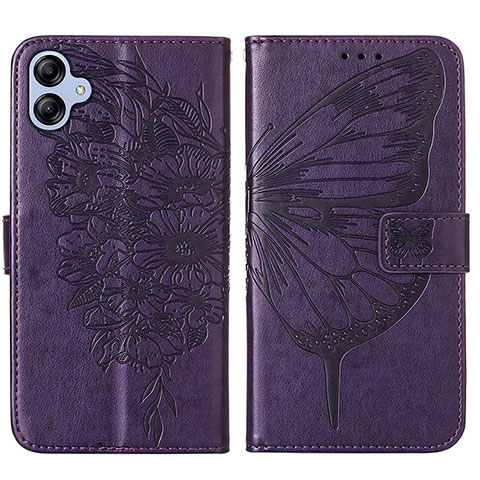 Handytasche Stand Schutzhülle Flip Leder Hülle Schmetterling YB1 für Samsung Galaxy A04E Violett