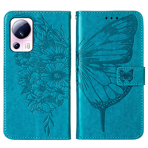 Handytasche Stand Schutzhülle Flip Leder Hülle Schmetterling YB1 für Xiaomi Mi 13 Lite 5G Blau