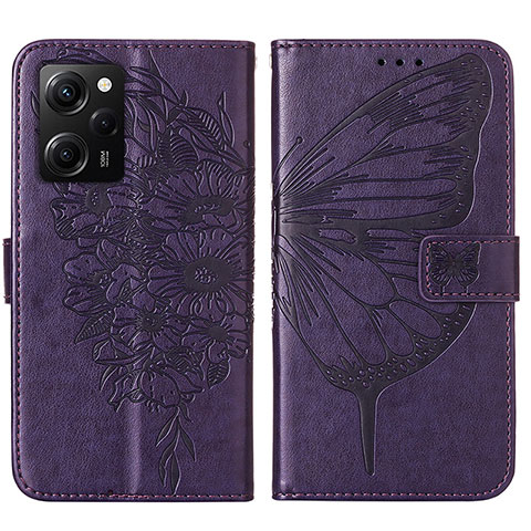 Handytasche Stand Schutzhülle Flip Leder Hülle Schmetterling YB1 für Xiaomi Poco X5 Pro 5G Violett
