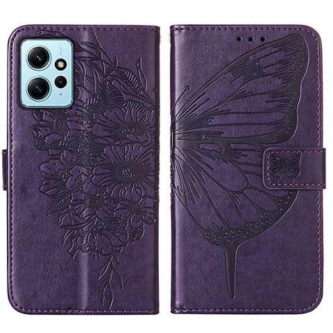 Handytasche Stand Schutzhülle Flip Leder Hülle Schmetterling YB1 für Xiaomi Redmi Note 12 4G Violett