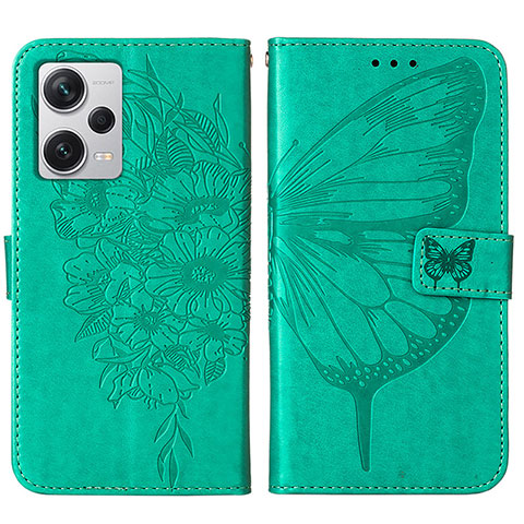 Handytasche Stand Schutzhülle Flip Leder Hülle Schmetterling YB1 für Xiaomi Redmi Note 12 Explorer Grün