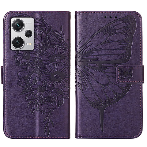 Handytasche Stand Schutzhülle Flip Leder Hülle Schmetterling YB1 für Xiaomi Redmi Note 12 Pro+ Plus 5G Violett