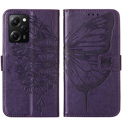 Handytasche Stand Schutzhülle Flip Leder Hülle Schmetterling YB1 für Xiaomi Redmi Note 12 Pro Speed 5G Violett