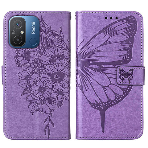Handytasche Stand Schutzhülle Flip Leder Hülle Schmetterling YB2 für Xiaomi Poco C55 Helles Lila