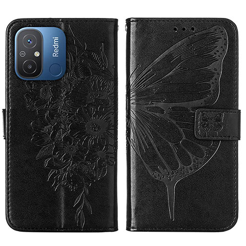 Handytasche Stand Schutzhülle Flip Leder Hülle Schmetterling YB2 für Xiaomi Poco C55 Schwarz