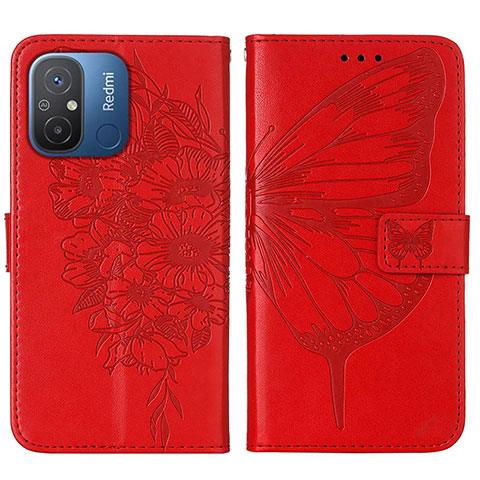 Handytasche Stand Schutzhülle Flip Leder Hülle Schmetterling YB2 für Xiaomi Redmi 11A 4G Rot