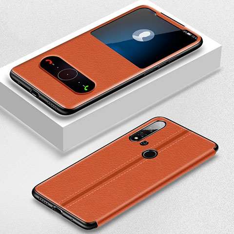 Handytasche Stand Schutzhülle Flip Leder Hülle T01 für Huawei P20 Lite (2019) Orange