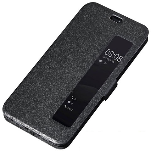 Handytasche Stand Schutzhülle Flip Leder Hülle T01 für Huawei P20 Schwarz