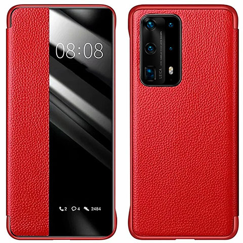 Handytasche Stand Schutzhülle Flip Leder Hülle T01 für Huawei P40 Pro+ Plus Rot