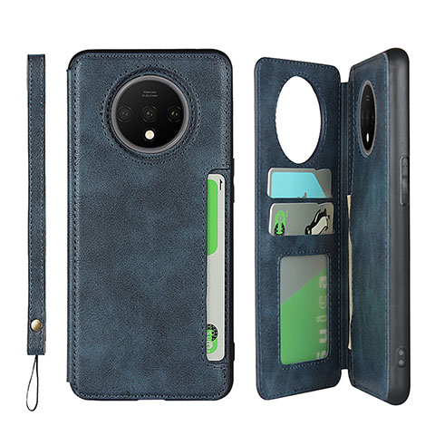 Handytasche Stand Schutzhülle Flip Leder Hülle T01 für OnePlus 7T Blau