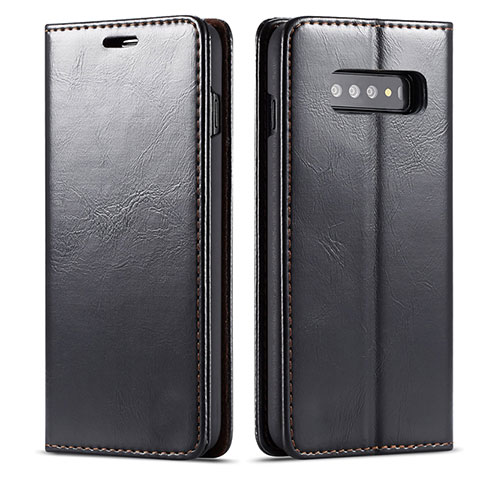 Handytasche Stand Schutzhülle Flip Leder Hülle T01 für Samsung Galaxy S10 5G Schwarz