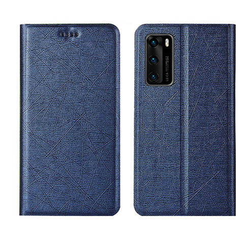 Handytasche Stand Schutzhülle Flip Leder Hülle T02 für Huawei P40 Blau