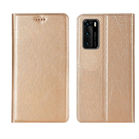 Handytasche Stand Schutzhülle Flip Leder Hülle T02 für Huawei P40 Gold