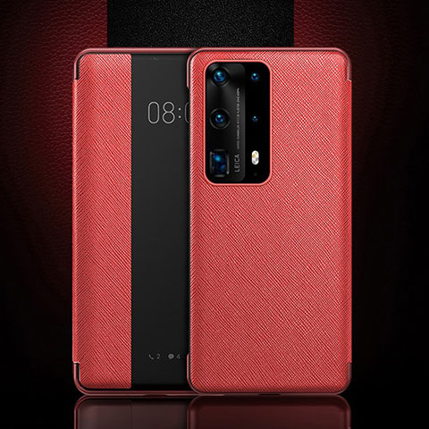 Handytasche Stand Schutzhülle Flip Leder Hülle T02 für Huawei P40 Pro+ Plus Rot