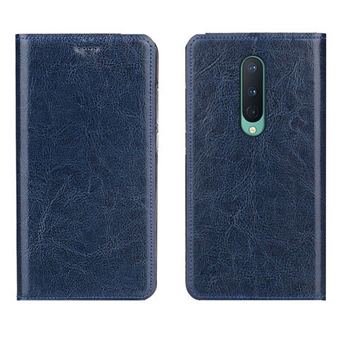 Handytasche Stand Schutzhülle Flip Leder Hülle T02 für OnePlus 8 Blau