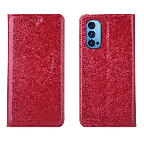 Handytasche Stand Schutzhülle Flip Leder Hülle T02 für Oppo Reno4 5G Rot