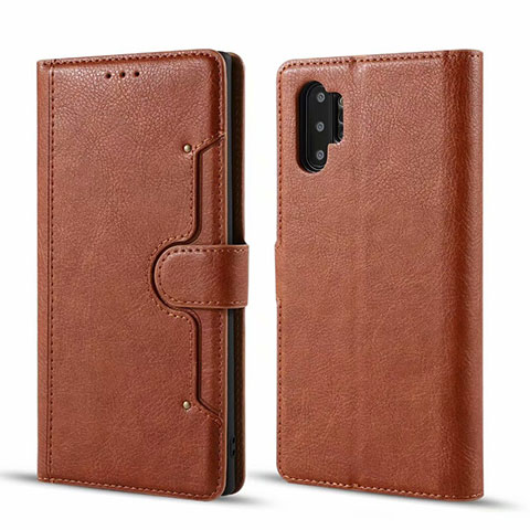 Handytasche Stand Schutzhülle Flip Leder Hülle T02 für Samsung Galaxy Note 10 Plus 5G Braun