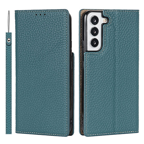 Handytasche Stand Schutzhülle Flip Leder Hülle T02D für Samsung Galaxy S21 Plus 5G Cyan