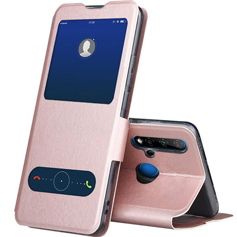 Handytasche Stand Schutzhülle Flip Leder Hülle T03 für Huawei P20 Lite (2019) Rosegold