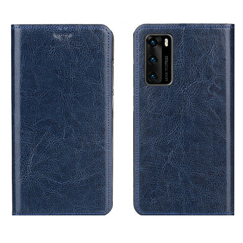 Handytasche Stand Schutzhülle Flip Leder Hülle T03 für Huawei P40 Blau