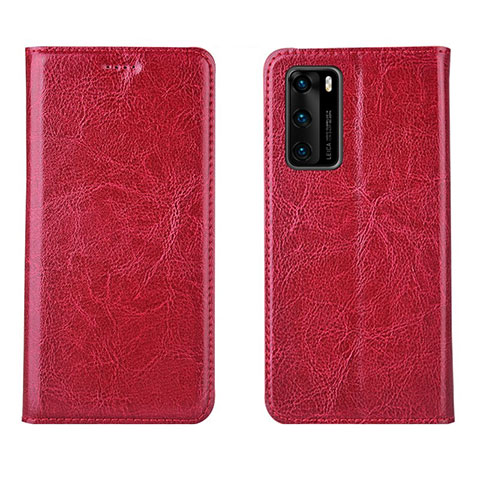 Handytasche Stand Schutzhülle Flip Leder Hülle T03 für Huawei P40 Rot