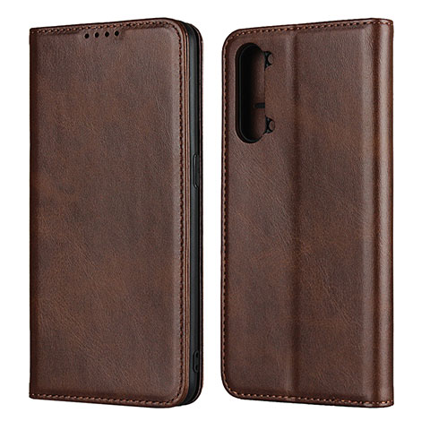 Handytasche Stand Schutzhülle Flip Leder Hülle T03 für Oppo A91 Braun