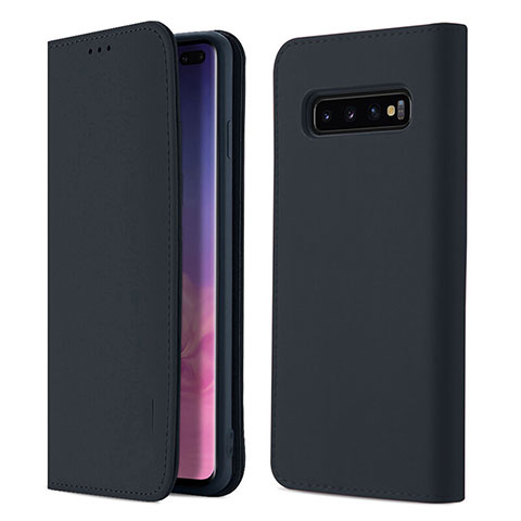 Handytasche Stand Schutzhülle Flip Leder Hülle T03 für Samsung Galaxy S10 Plus Blau