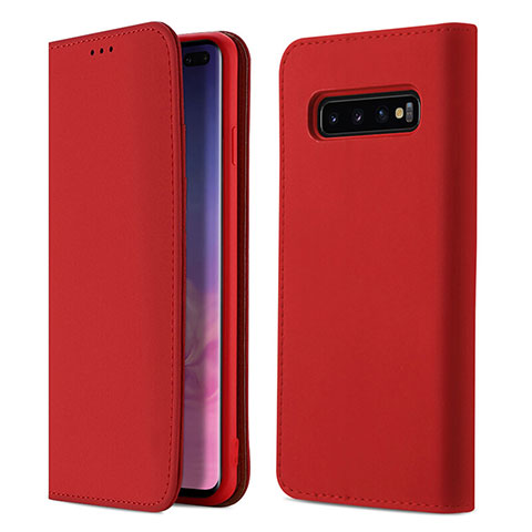 Handytasche Stand Schutzhülle Flip Leder Hülle T03 für Samsung Galaxy S10 Plus Rot