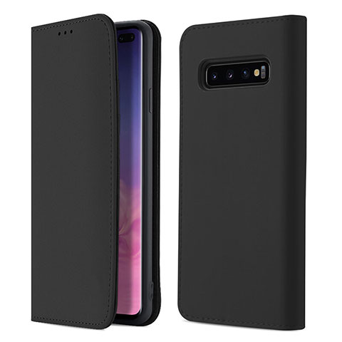 Handytasche Stand Schutzhülle Flip Leder Hülle T03 für Samsung Galaxy S10 Plus Schwarz