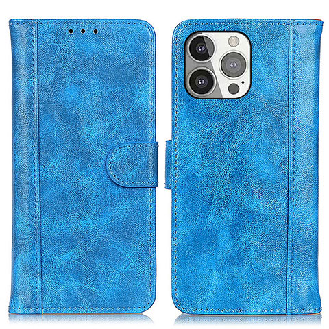 Handytasche Stand Schutzhülle Flip Leder Hülle T04 für Apple iPhone 15 Pro Blau