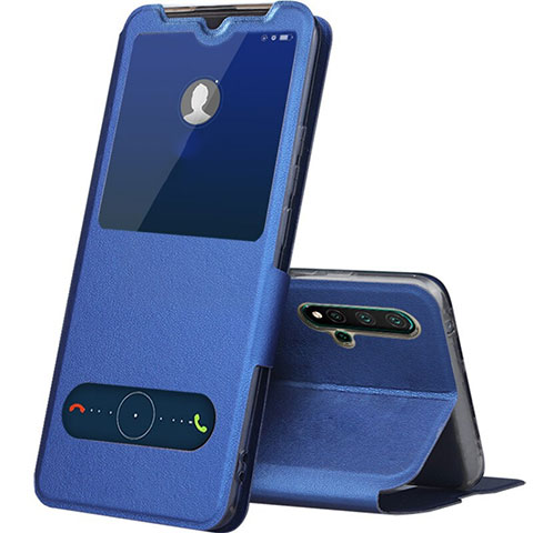 Handytasche Stand Schutzhülle Flip Leder Hülle T04 für Huawei Nova 5 Blau