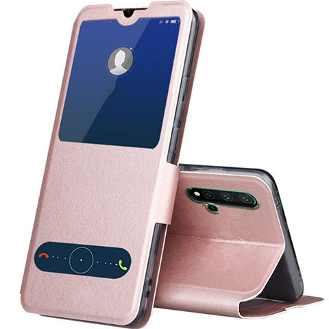 Handytasche Stand Schutzhülle Flip Leder Hülle T04 für Huawei Nova 5 Pro Rosegold