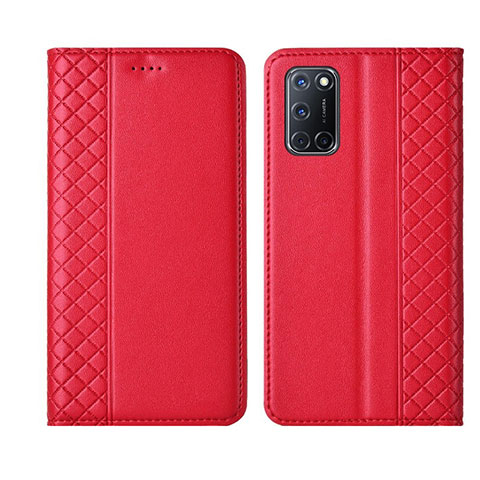 Handytasche Stand Schutzhülle Flip Leder Hülle T04 für Oppo A52 Rot