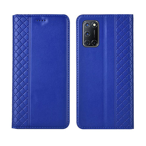 Handytasche Stand Schutzhülle Flip Leder Hülle T04 für Oppo A92 Blau