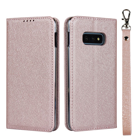 Handytasche Stand Schutzhülle Flip Leder Hülle T04 für Samsung Galaxy S10e Rosegold