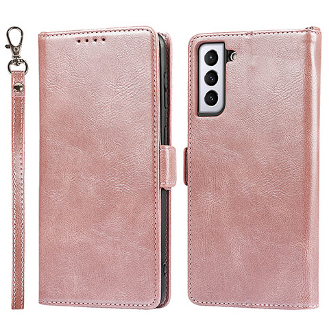 Handytasche Stand Schutzhülle Flip Leder Hülle T04D für Samsung Galaxy S22 5G Rosegold