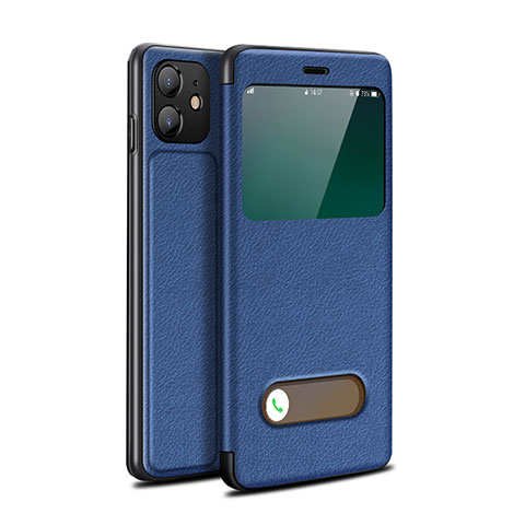 Handytasche Stand Schutzhülle Flip Leder Hülle T05 für Apple iPhone 12 Blau