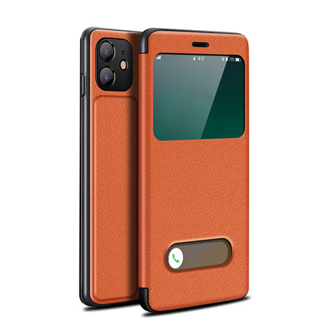 Handytasche Stand Schutzhülle Flip Leder Hülle T05 für Apple iPhone 12 Mini Orange