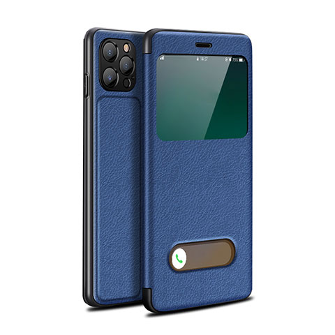 Handytasche Stand Schutzhülle Flip Leder Hülle T05 für Apple iPhone 12 Pro Max Blau