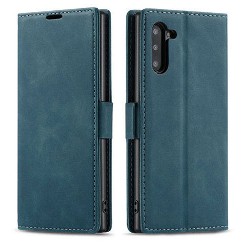 Handytasche Stand Schutzhülle Flip Leder Hülle T05 für Samsung Galaxy Note 10 Blau