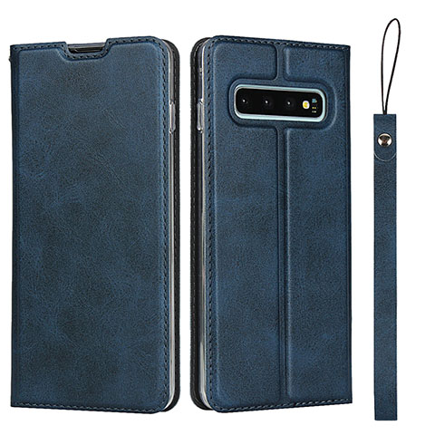 Handytasche Stand Schutzhülle Flip Leder Hülle T05 für Samsung Galaxy S10 Blau