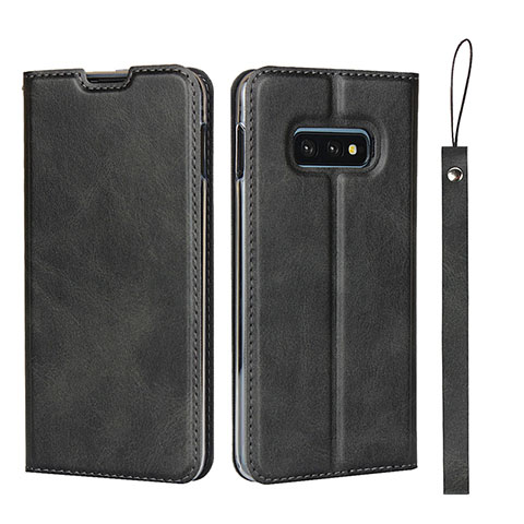 Handytasche Stand Schutzhülle Flip Leder Hülle T05 für Samsung Galaxy S10e Schwarz