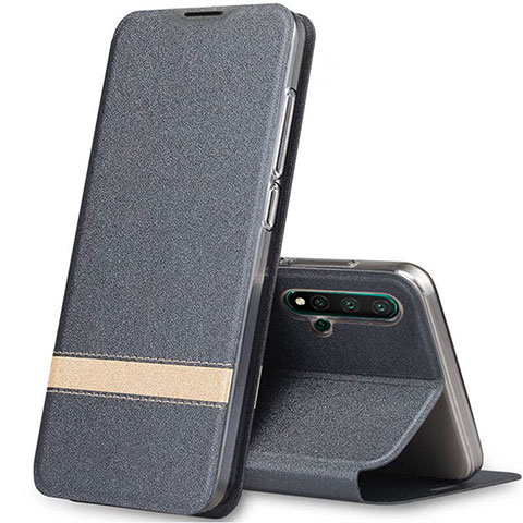 Handytasche Stand Schutzhülle Flip Leder Hülle T06 für Huawei Nova 5 Grau