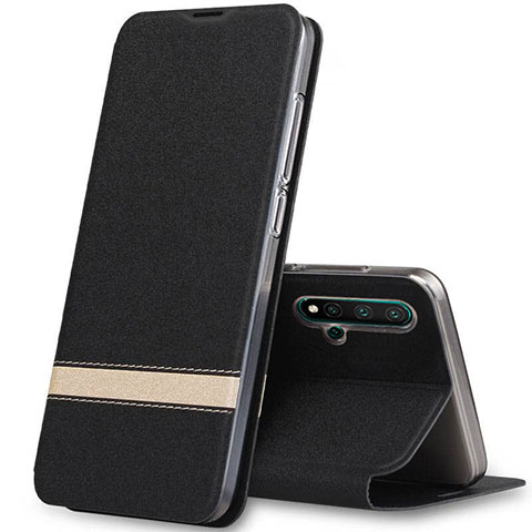 Handytasche Stand Schutzhülle Flip Leder Hülle T06 für Huawei Nova 5 Schwarz