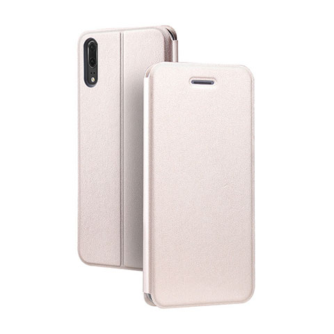 Handytasche Stand Schutzhülle Flip Leder Hülle T06 für Huawei P20 Gold