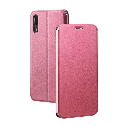 Handytasche Stand Schutzhülle Flip Leder Hülle T06 für Huawei P20 Rosa