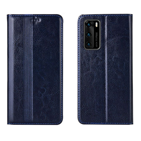 Handytasche Stand Schutzhülle Flip Leder Hülle T06 für Huawei P40 Blau