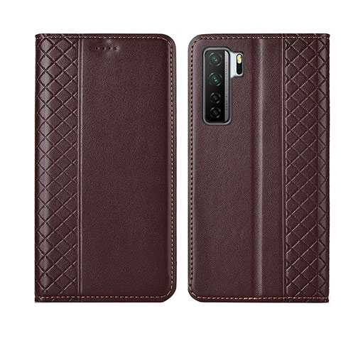 Handytasche Stand Schutzhülle Flip Leder Hülle T06 für Huawei P40 Lite 5G Braun