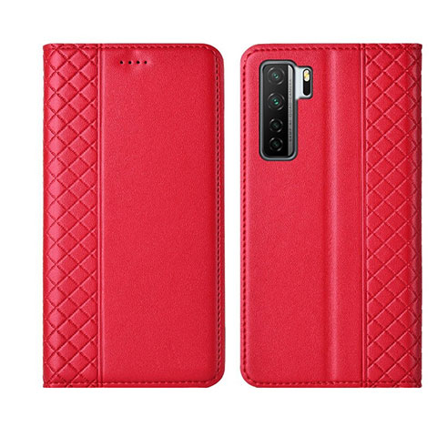 Handytasche Stand Schutzhülle Flip Leder Hülle T06 für Huawei P40 Lite 5G Rot