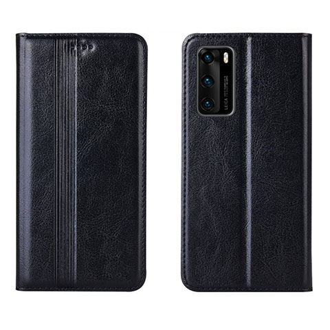 Handytasche Stand Schutzhülle Flip Leder Hülle T06 für Huawei P40 Schwarz